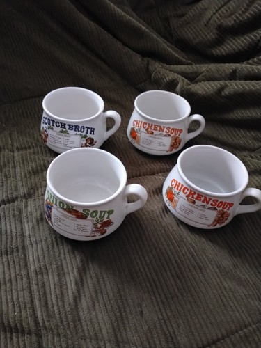 Vintage recipe soup mugs - vintage,