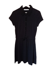 Sportmax Code M UK 10 12 Shirt Dress Black Jersey w Silky Trim