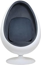 Grey Retro Egg Chair White Base Sensory Pod Ball Chair - 136cm