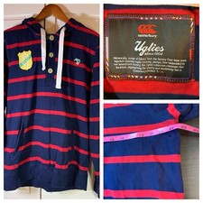 Canterbury Uglies Hoodie Men’s Medium Pullover Pocket Stripes Blue Red Australia