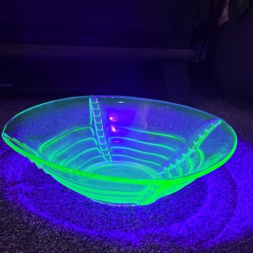 Large uranium glass fruit bowl - fruit,