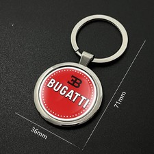 Bugatti Metal Keychain Keyring Resin Domed Emblem Handmade Steel Key Fob