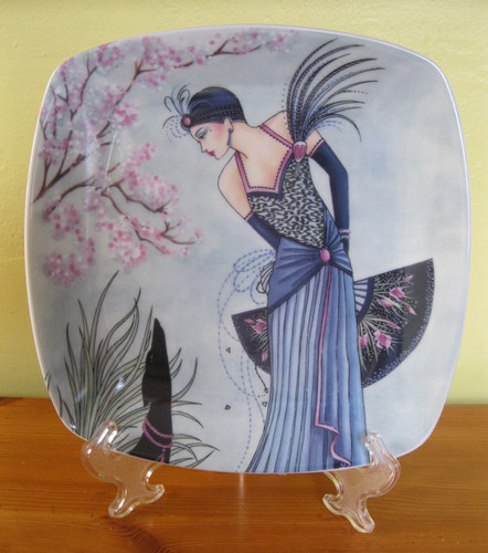 Deco lady blue dress - lady, in