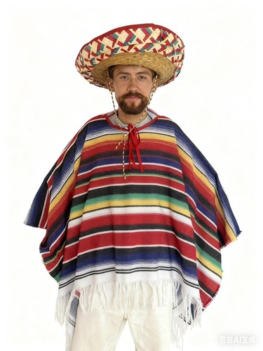 Mexican poncho sombrero mens - poncho,