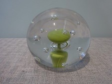 Large Clear Glass Paperweight With Encased Bubbles Approx 27cm Circumference