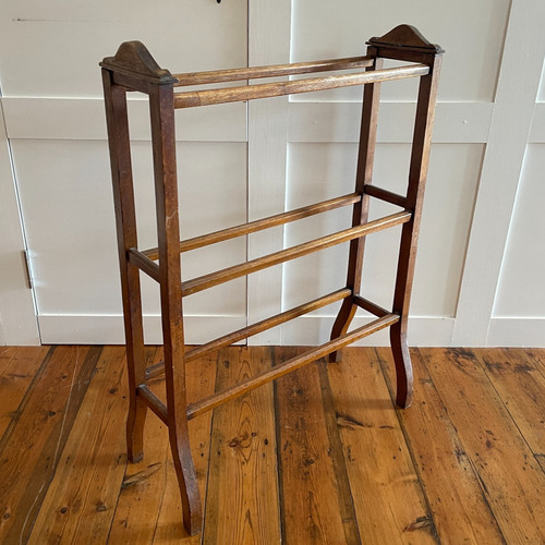 Victorian wooden towel - towel, rail