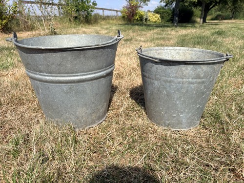 Vintage galvanised buckets - galvanised,