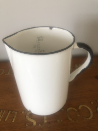 Vintage enamel measuring jug - enamel,