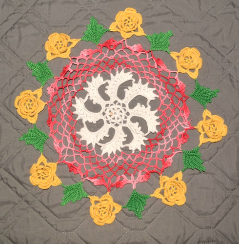 Vintage hand crocheted rose - hand,