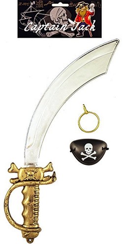 3pc pirate costume set sword - set,