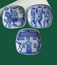 Vintage 3 x Stavangerflint  Norway Blue and White Wall Plate Beautiful Design