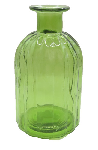 Green fluted stem vase glass - green,