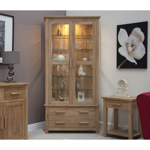 Solid oak display cabinet - oak,