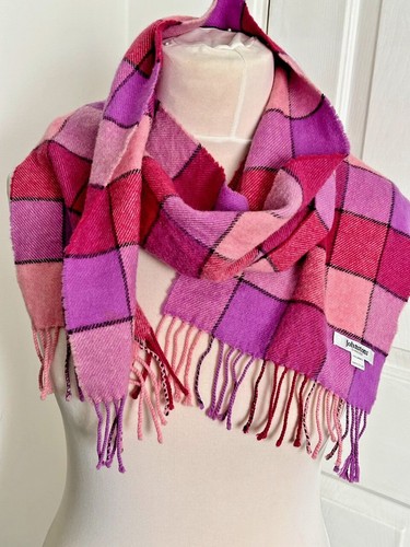 Scarf lambswool pink - lambswool, checks