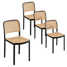 Dining Chairs Set of 4, Rattan Effect Stackable Kitchen Chairs Set, VonHaus