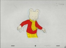RUPERT THE BEAR Cartoon Animation 12.5x10.5" Cel SC26-207 R-8 w/ Yellow Scarf