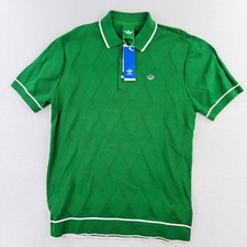 Adidas Originals Mens Argyle Knit Golf Polo Shirt Size M Green JC6761, NWT
