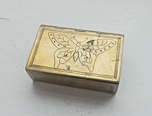 Antique edwardian brass snuff - edwardian,