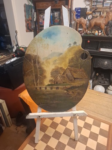 Vintage rural scene oil - scene,