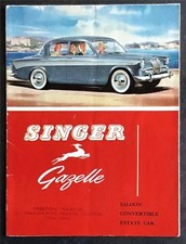 SINGER GAZELLE Car Sales Brochure c1960 #653/H SALOON Convertible ESTATE