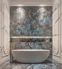 Blue Marble High Gloss Porcelain Tiles 120x60, 9mm Wall-Floor, Bathroom-Kitchen
