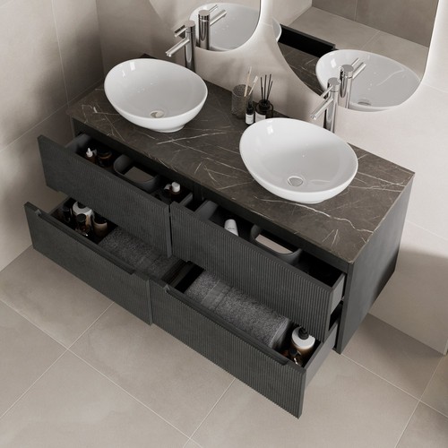 1200 grey marble vanity unit - vanity,