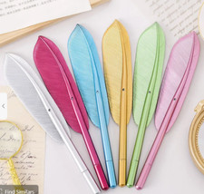 Feather quill pen black gel ink novelty gift stocking filler kids adults