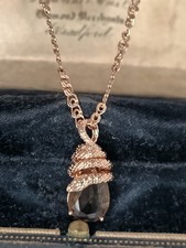 Vintage 1990-s 14 CT Rolled Gold Brown Topaz Pendant on Chain-Hallmarked 585 RG