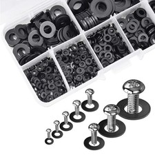500PCS Nylon Flat Washers Set Black Flat Sealing M2/M3/M4/M5/M6/M8/M10