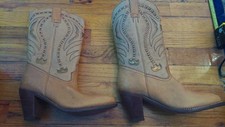 NWOB Vintage Ladies 42nd Street Sz 8 Brown Leather Cowboy Boots Western Brazil