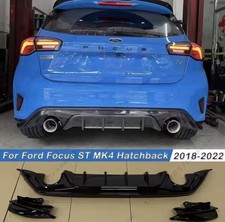 Ford Focus ST MK4 2018-2022 Gloss Black Full Rear Bumper Diffuser 3pcs Body Kit