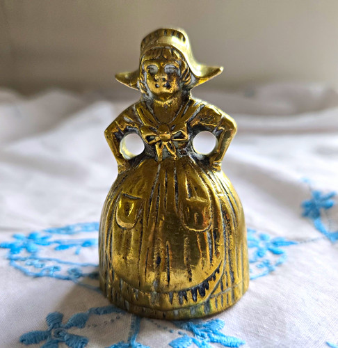 Vintage brass crinoline - brass, lady