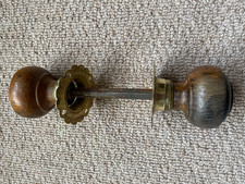 Antique wood and  brass Door Knobs Handles Vintage Old