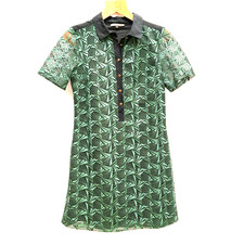 Vintage Biba Green Lace Shirt Dress Size 8