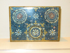 Vintage Florentine Gold Gild & Blue Floral Dresser Trinket Box 1950-60's