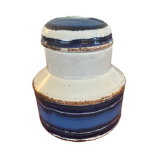 Midwinter Stonehenge “Moon” Covered Sugar Bowl – Blue Stripe, England, 1970s