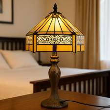 Tiffany Style Table Lamp Stained Glass Handcrafted Art Desk Light Bedside Lamps