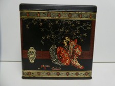 VINTAGE J.MARSH MELBOURNE TEA TIN CHINOISERIE LITHO PRINT CADDY CANISTER