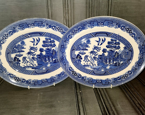 Vintage willow oval dinner - 2,