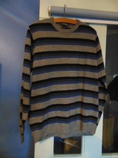 MENS STRIPED CREW NECK LONG SLEEVED JUMPER CEDAR WOOD STATE L
