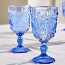 Glass Wine GOBLET Wedding Table Event Party Decor Diamond Embossed Pattern