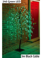 5 Ft Weeping Willow Tree 240 Green LED lights Christmas Decor Indoor Outdoor