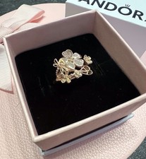 Genuine Pandora Rose Gold Wildflower Meadow Ring ALE MET Size 50 VGC In Box