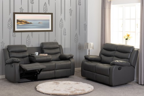 Roma black faux leather - 3+2,
