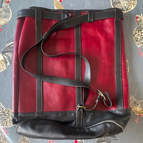 Burgundy black leather - black,