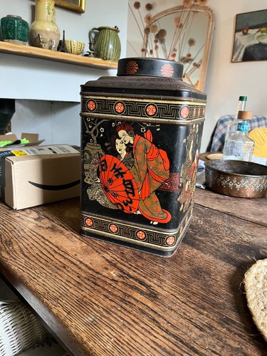 Large vintage tin - tin,, chinoiserie
