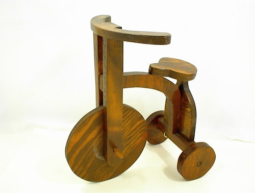Vintage wood toy tricycle - vintage,