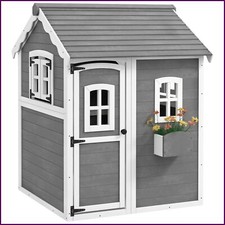 Wooden Kids Outdoor Playhouse with Floor & Windows | Garden Wendy House 3-8yrs