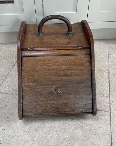 Vintage wooden coal scuttle - vintage,