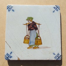 RARE AUTHENTIC ANTIQUE 17th CENTURY HAND PAINTED POLYCHROME DUTCH DELFT TILE #11